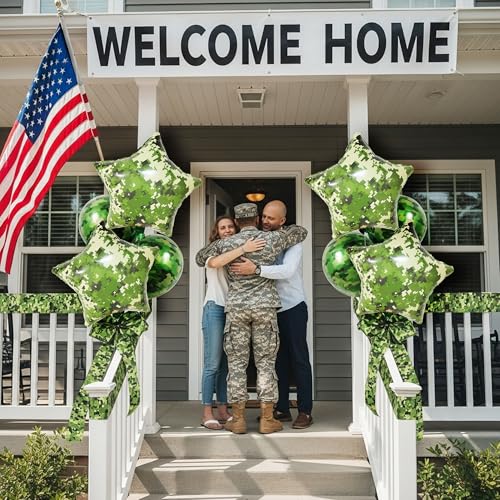 5-Pack 18 Inch Digital Camo Star Foil Balloons - Tactical Green - Product Imagery