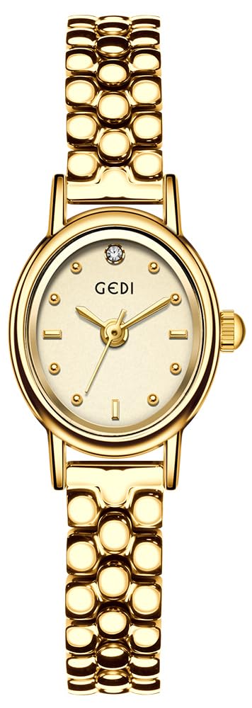 FANMIS Small Gold Watches for Women Oval Dial Leather Band - FANMIS Official Imagery - 8