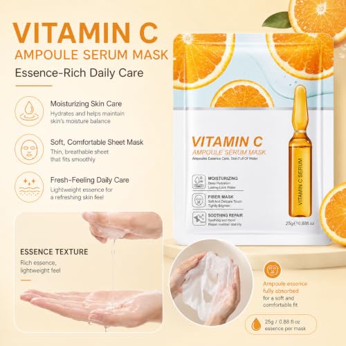 Vitamin C Skincare Set, 8-Piece Daily Facial Care Kit with - Product Imagery