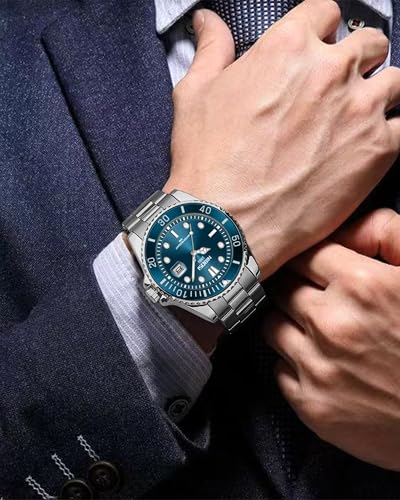 NIBOSI Men's Analog Watch, Gold Silver Stainless Steel Strap, - Product Imagery