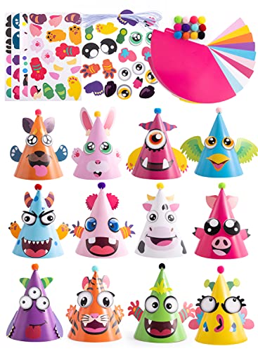 JOYIN 12 Sets Party Hats for Kids Birthday Party Games Craft - Product Imagery
