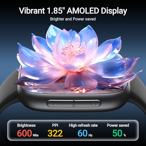 Fitpolo Smart Watch, 1.85" AMOLED Fitness Tracker with Bluetooth - Product Imagery