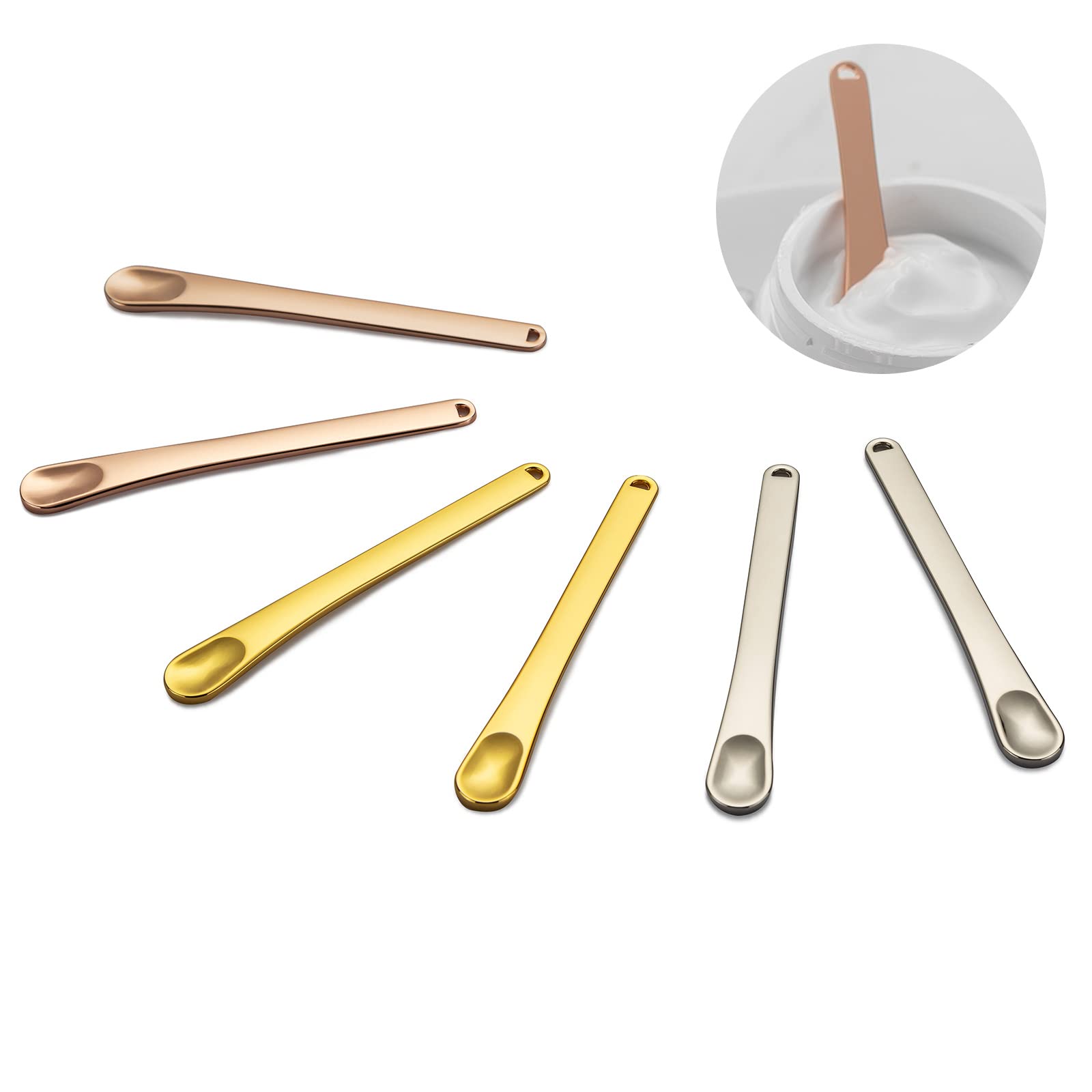 Metal Cosmetic Skincare Spatula, Mini Mask facial Reusable - Tekson