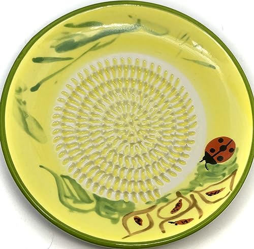 Premium Ceramic Garlic Grater Plate Set - Yellow Ladybug - Product Imagery