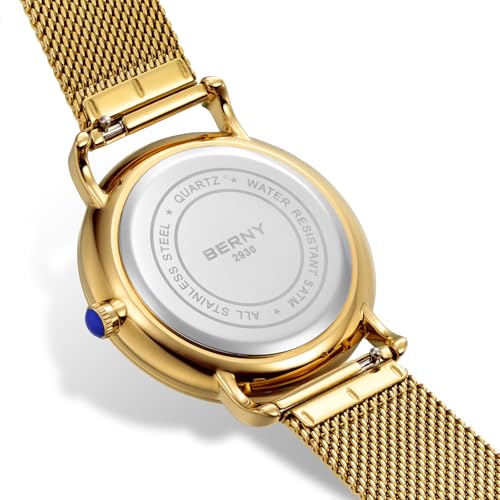 BERNY Gold Watch for Men & Women, Fashion Unisex Quartz - Product Imagery