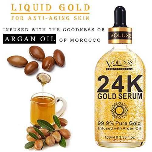 24K Gold Serum for Face,Skin Brightening Anti Aging Face Serum - Product Imagery