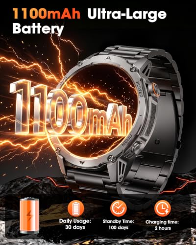 GPS Smart Watch for Men, 100-Day Battery, Bluetooth Call with - Product Imagery