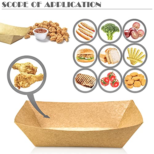 100 Pack 2lb Paper Food Trays, Heavy-Duty Paper Food Boat - Product Imagery