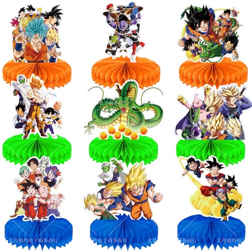 Dragon Birthday Party Supplies , 9Pcs Honeycomb Centerpieces for - Product Imagery