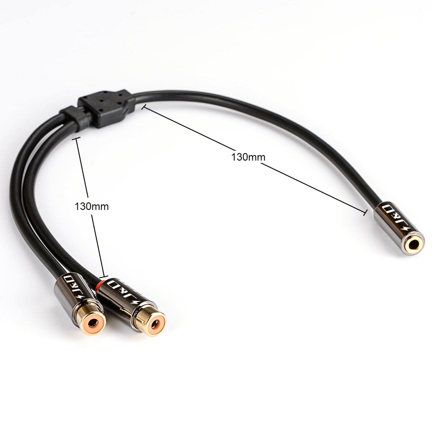 J&D 3.5 mm to 2 RCA Cable, Gold Plated Copper Shell Heavy Duty 3. by J&D - Angle View 8