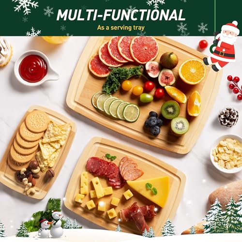 Bamboo Cutting Board Set Non Slip Feet Over Sink Tablas Para - Product Imagery