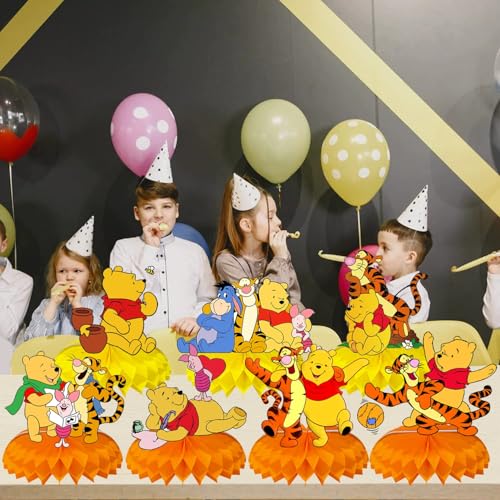Winnie Birthday Party Supplies, 7Pcs Honeycomb Centerpieces for - Product Imagery