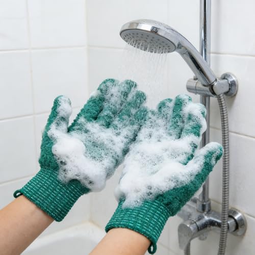 Exfoliating Bath Gloves 2 Pairs - Heavy Texture Body Scrub - Product Imagery