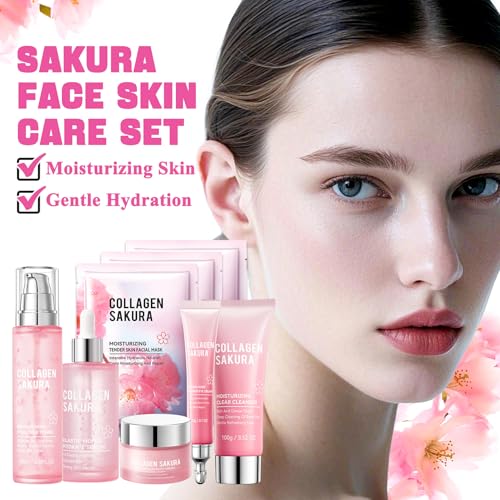 8PCS Sakura Skin Care Set,Hydrating Skincare Gift Set with - Product Imagery