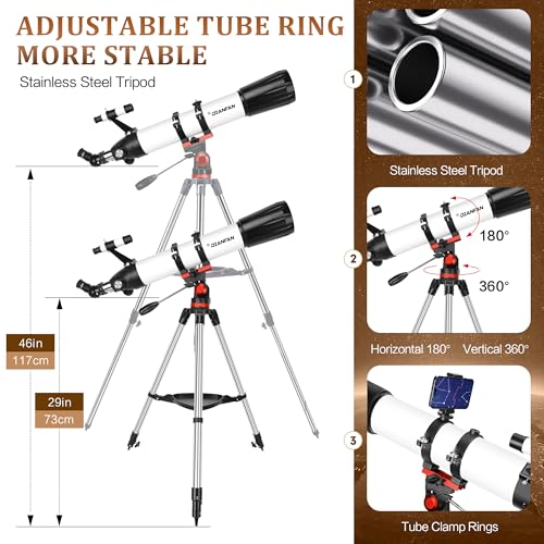 Telescope, 90mm Aperture 800mm Telescope for Adults High - Product Imagery