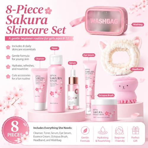 Japan Sakura Skincare Kit Gifts For Teen Girls - Gentle & - Product Imagery
