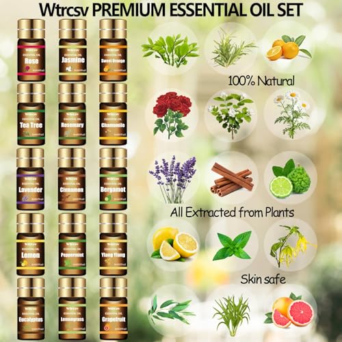Essential Oils Set - Top 15 Scents for Diffuser, Humidifier, - Product Imagery