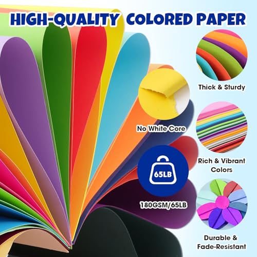 50 Sheets 8.5" X 11" Colored Cardstock, 50 Colors Card Stock - Product Imagery