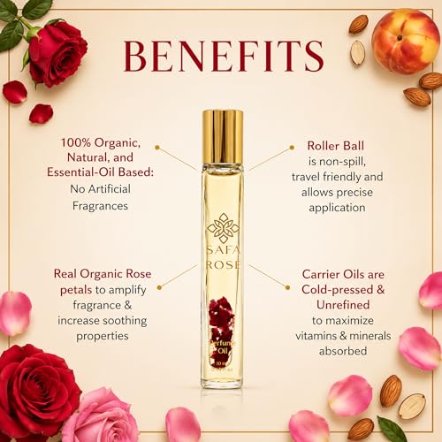 SAFA Rosé Organic Rose Oil Perfume Roller | Bulgarian Damask & - Product Imagery