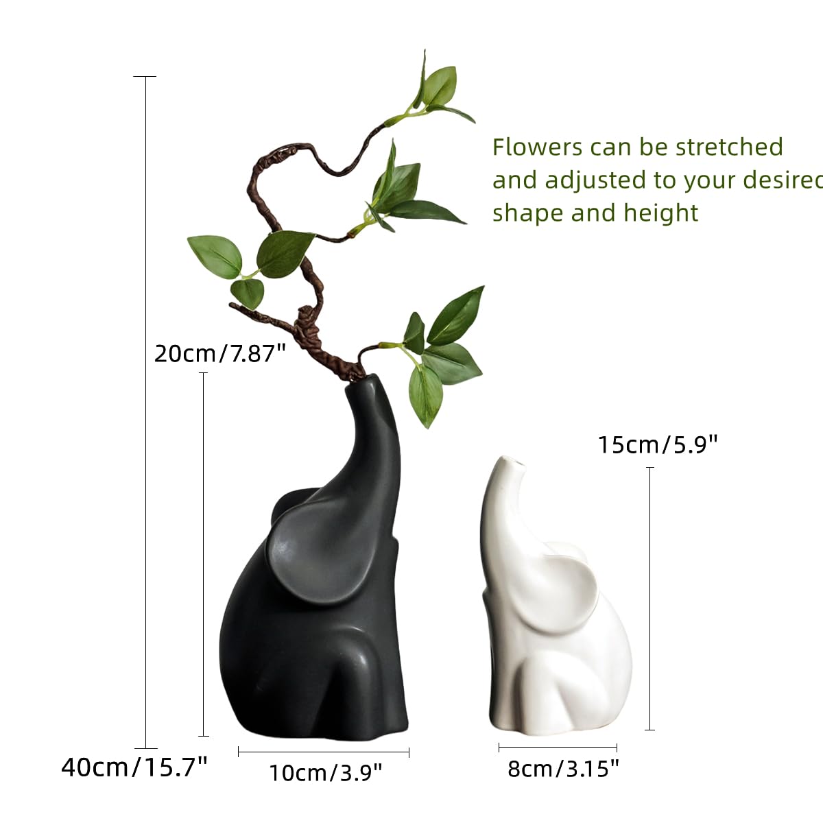 Loving Pair of Elephants with Flower Modern Ceramic Decor - GZDDYUMYJX Official Imagery - 3