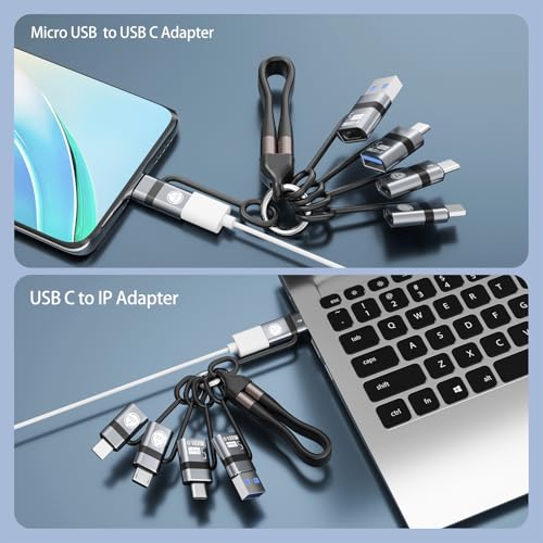 USB A to USB C 3.0 OTG Adapter, USB C to Micro Converter, IP to - Product Imagery