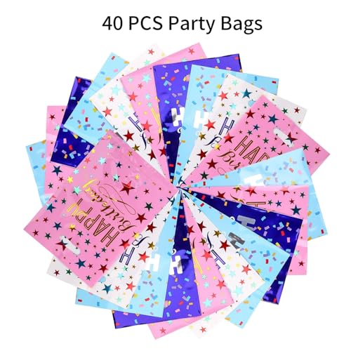 PintreeLand Happy Birthday Party Favor Bags 40 PCS, Plastic - Product Imagery