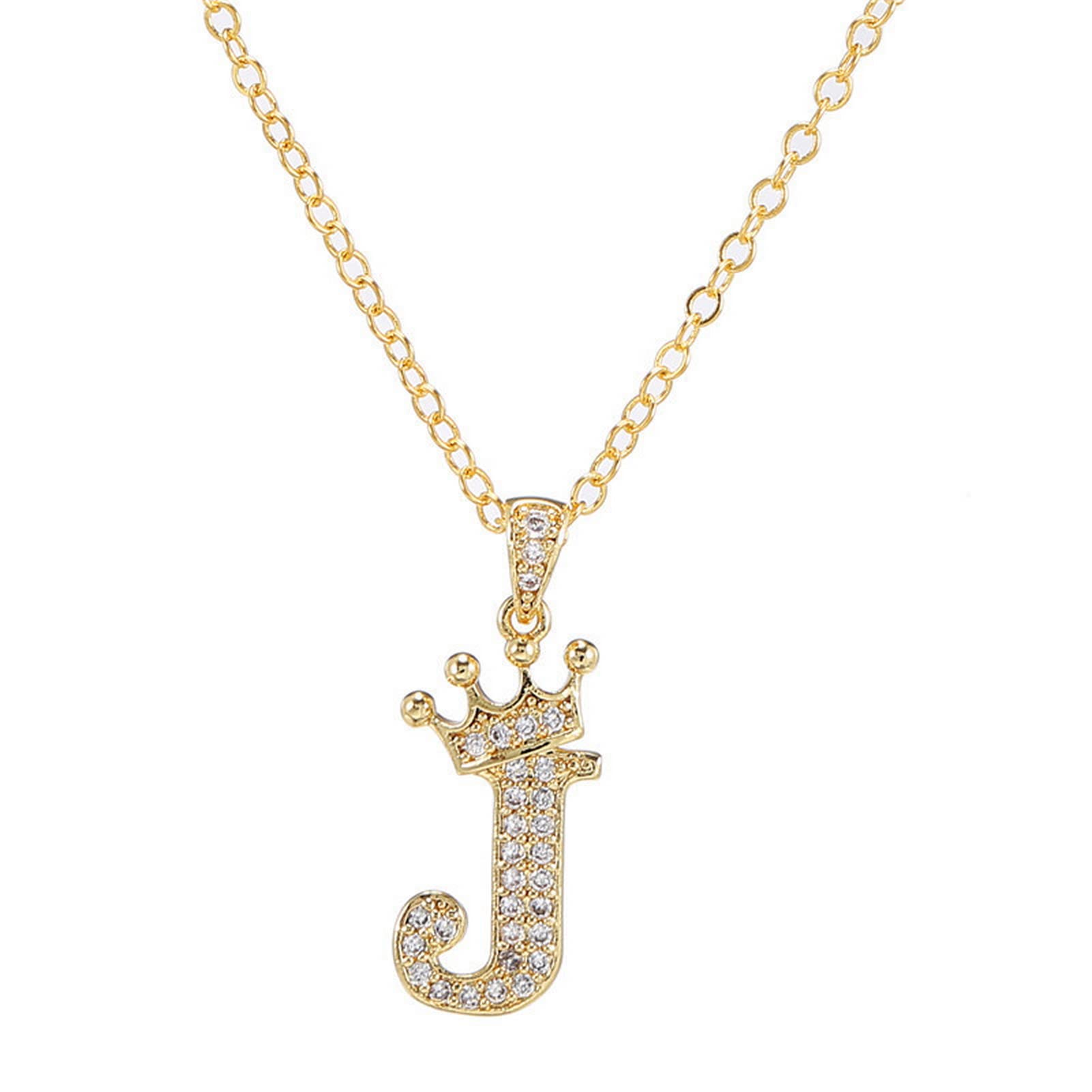 Pingyongchang Letter A-Z pendant necklace Crown letter pendant - Product Imagery