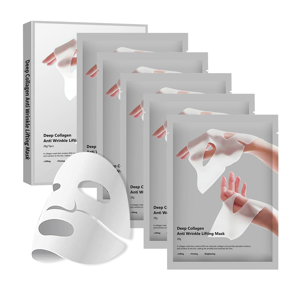 Collagen Face Mask 5 Pack, Korean Hydrating Sheet Mask for - Generic