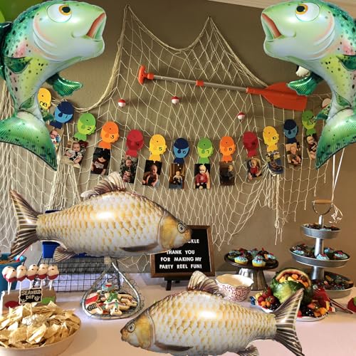 Realistic Fish Foil Balloons 4 Pack for Fishing Party - Product Imagery