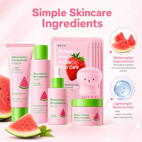Watermelon Skin Care Set for Teen Girls Women,Facial Care Gift - Product Imagery