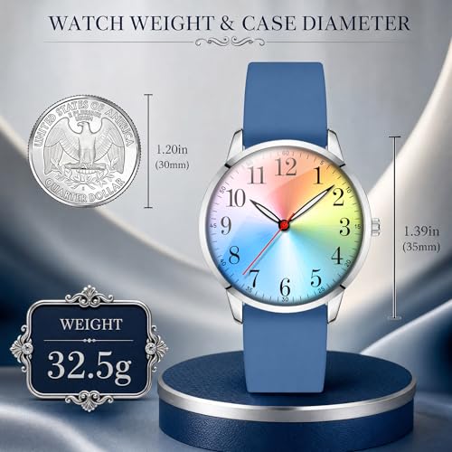 Letoff Classic Analog Watch, Rainbow Dial with Arabic Numerals, - Product Imagery
