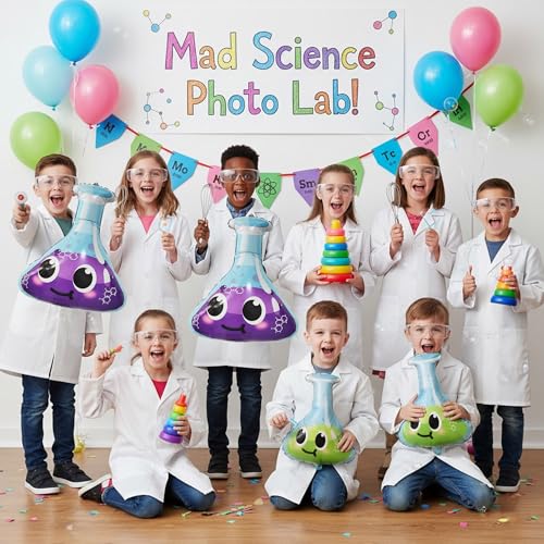 Science Party Decorations 6 Pack Jumbo Flask Foil Balloons for - Product Imagery
