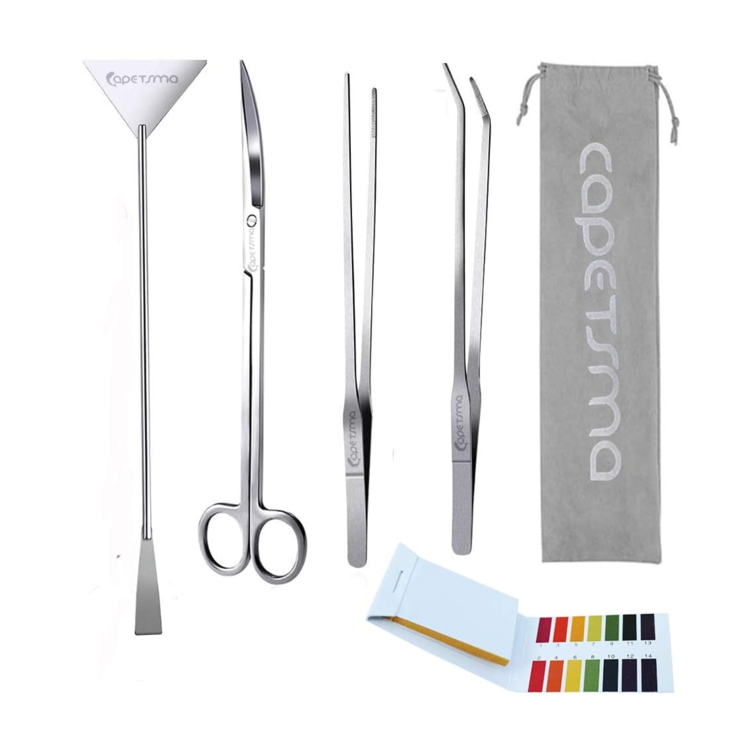 Capetsma Aquascape stainless steel plant tools set with aquarium tweezers for aquatic plant maintenance and aquascaping.