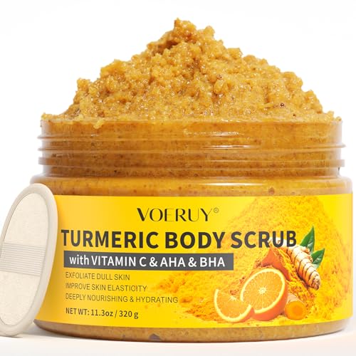 VOERUY Turmeric Body Scrub, 10% AHA - BHA & Vitamin C Exfoliating Body Scrub - VOERUY Official Product View 1