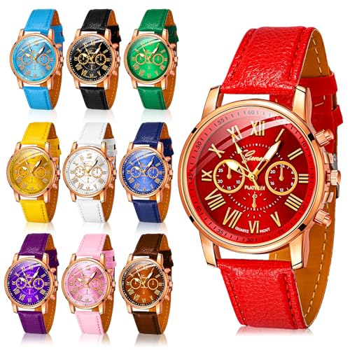 Yinkin 10 Pcs Assorted Platinum Watch Quartz Watch Sets for - Product Imagery