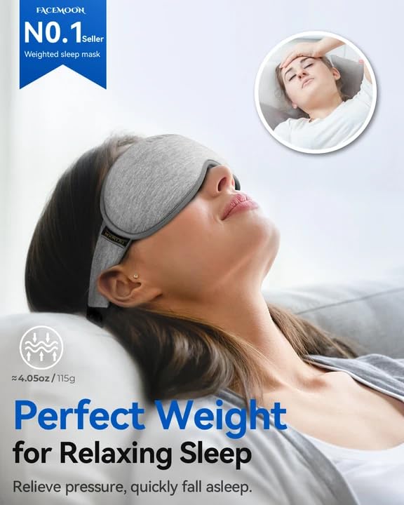 FACEMOON 3D Blackout Weighted Eye Mask for Sleep, Airplane - Product Imagery