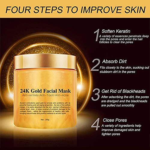 24K Gold Peel Off Face Mask, Rejuvenating Collagen Facial Mask - Product Imagery