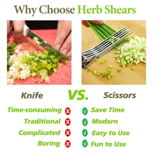 2026 Upgraded Herb Scissors, 5-Blade Kitchen Herb Shears - Product Imagery