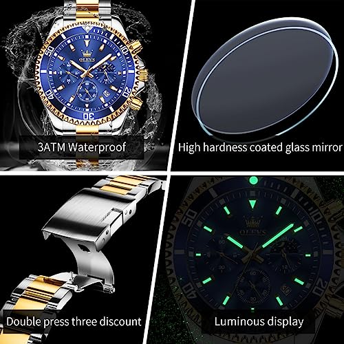 OLEVS Men's Waterproof Watches Stainless Steel Waterproof - Product Imagery