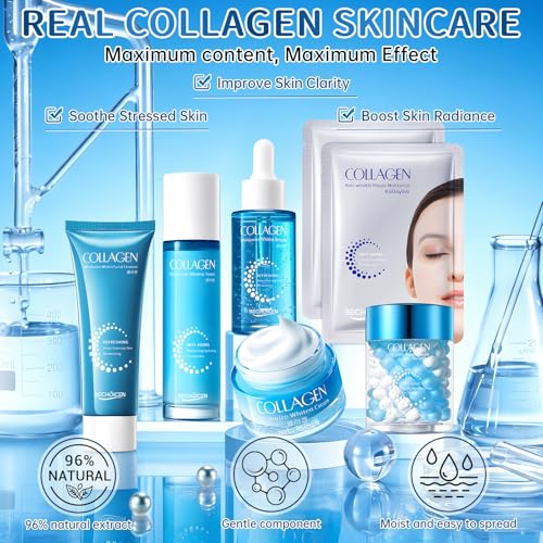 Collagen Skincare Set for Women – 7Pcs Face Care Kit with - Product Imagery