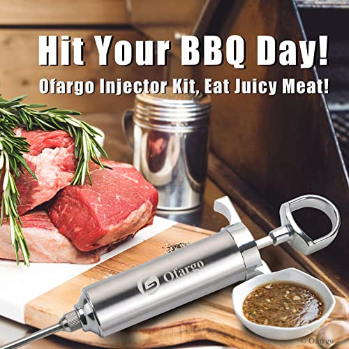 Ofargo Stainless Steel Meat Injector Syringe Kit with 4 Marinade - Product Imagery