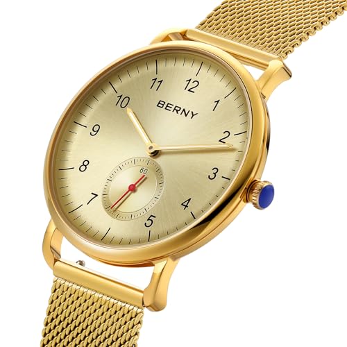 BERNY Gold Watch for Men & Women, Fashion Unisex Quartz - Product Imagery