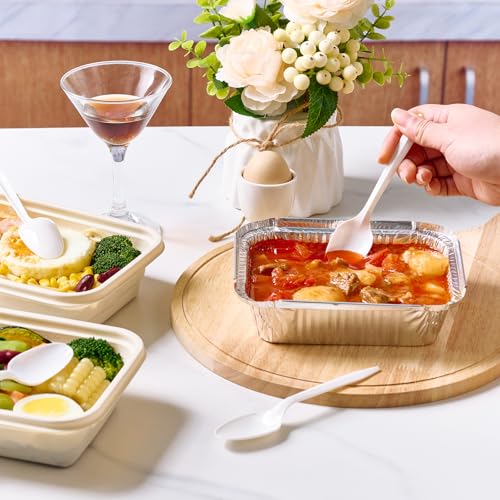 FOCUSLINE 1000 Pack Plastic Teaspoons White, Disposable Spoons - Product Imagery
