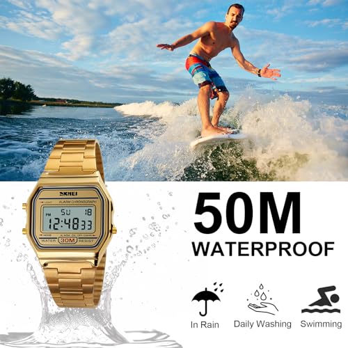 SKMEI Watches for Men,Classic Square Ultra Thin Stainless Steel - Product Imagery