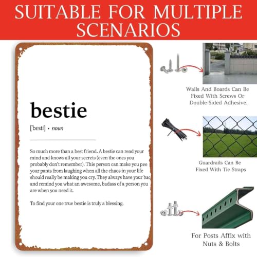 Vintage Bestie Definition Printed Metal Sign, 8x12 Inch Aluminum - Product Imagery