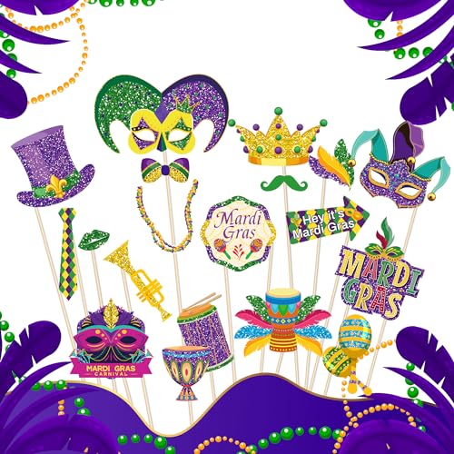 SWYOUN 30PCS Mardi Gras Photo Booth Props Party Favor Kit - Product Imagery