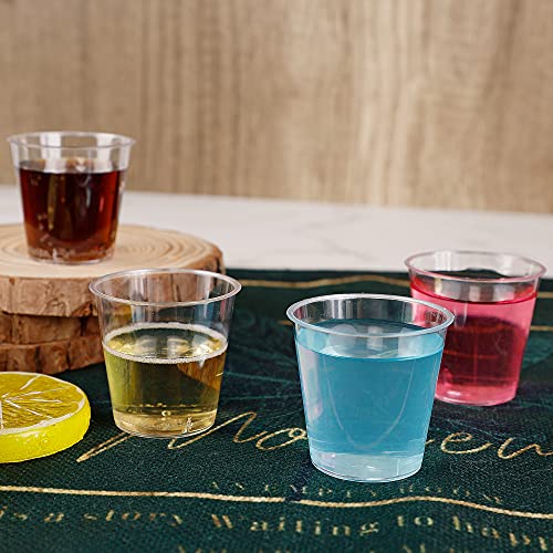 Zcaukya 100 Shot Glasses, 1oz Clear Plastic Disposable Hard - Product Imagery