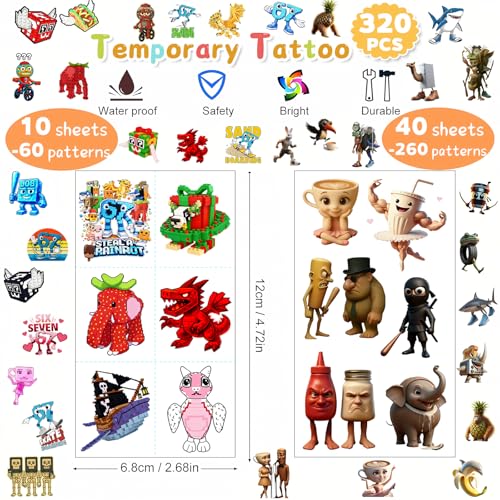 480 PCS Brainrot Themed Bundle – Brainrot Theme Decorations Set - Product Imagery