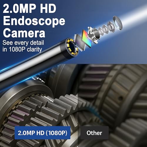 Endoscope Camera with Light, 1920P HD Borescope Inspection - Product Imagery