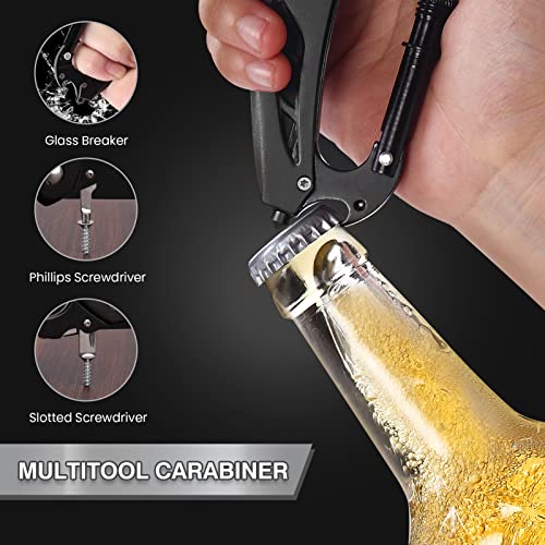 Multitool Carabiner with Pocket Knife, Bottle Opener - Product Imagery